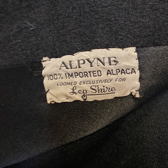 Vintage Alpaca Long Black Coat with Fur Trim Button Down Pea Coat Medium Wool - Picture 7 of 7